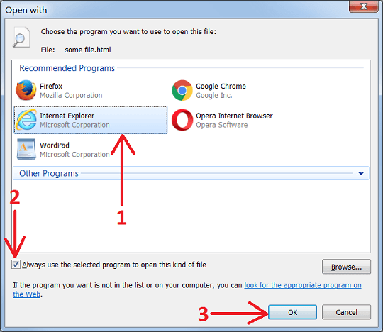 Choose default program for file extension